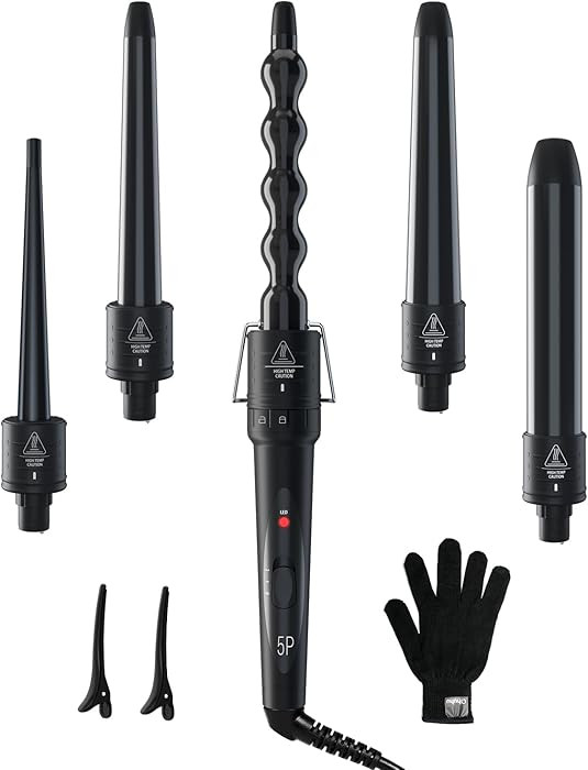 5 in 1 Curling Wand Set: Ohuhu Curling Iron Wand 5Pcs 0.35 to 1.25 Inch Interchangeable Ceramic B... | Amazon (US)
