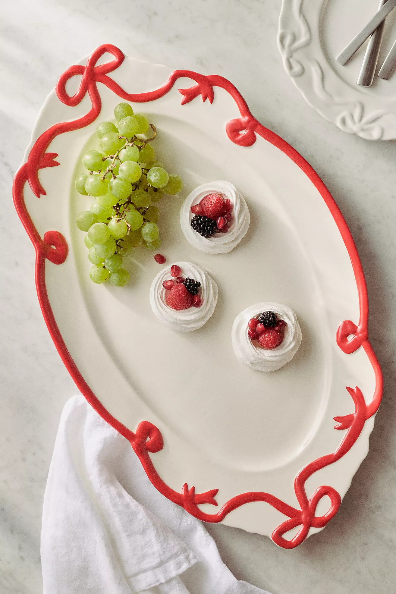 Benedita Bow Ceramic Stoneware Platter | Anthropologie (US)