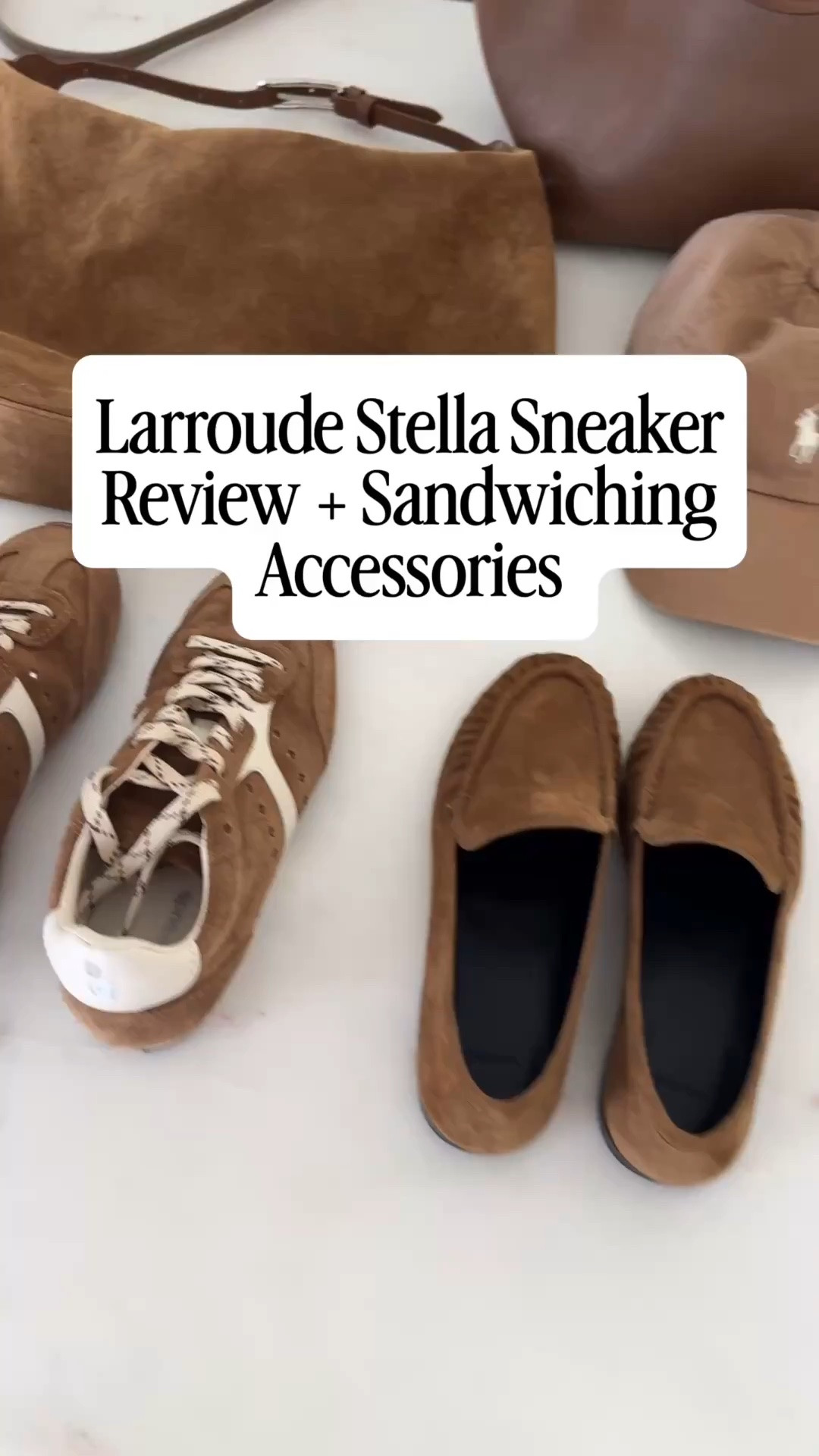 LARROUDÉ sneaker review plus matching sandwiching pieces  

LARROUDÉ sneakers 6. Size up a full size
Vince loafers 5
Liffner shoulder bag - old. Madewell one is nearly identical 
Polo hat
Quince cashmere sweater small
Mansur Gavriel tote - old.

#LTKmomlife #LTKPetite