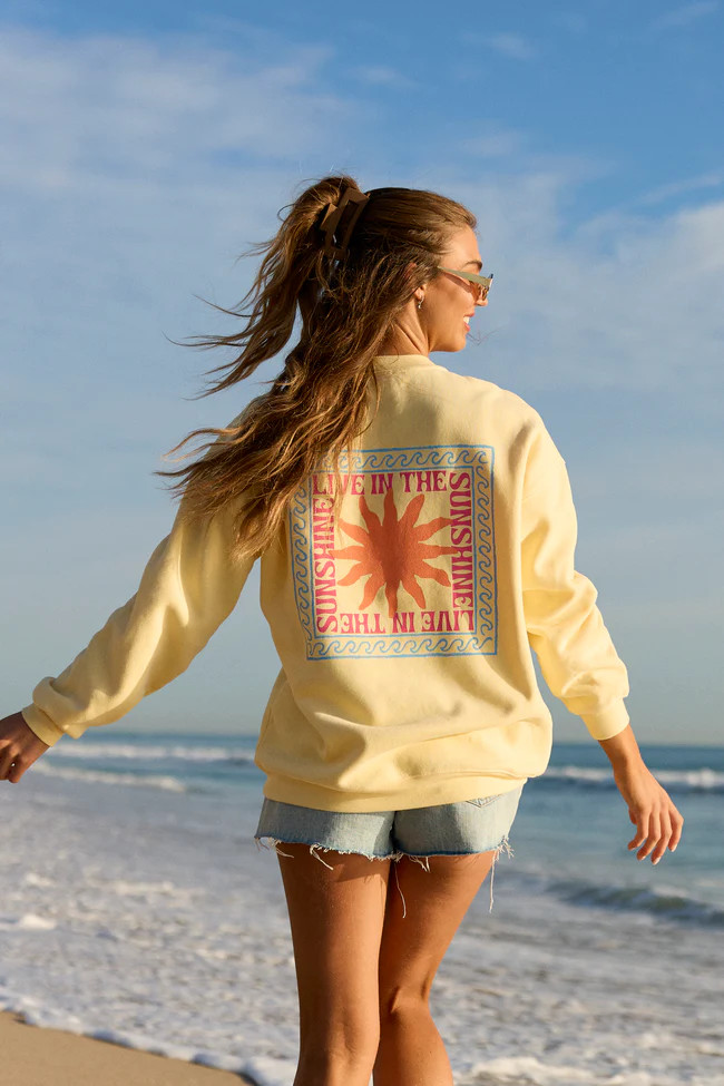 Live In The Sunshine Yellow Graphic Sweatshirt | Pink Lily
