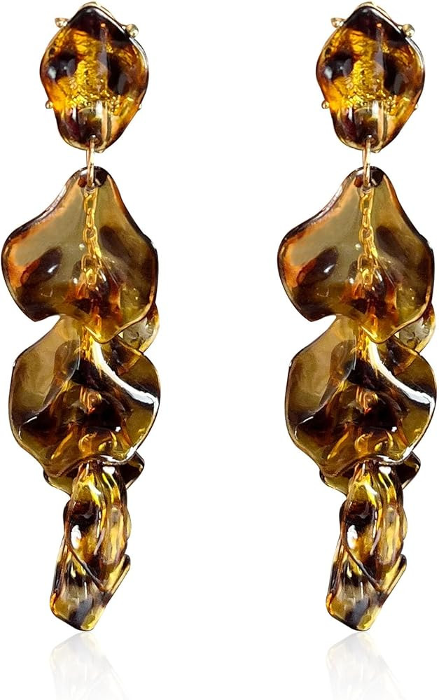 Long Acrylic Rose Petal Earrings Dangle Exaggerated Flower Earrings Drop Statement Floral Tassel ... | Amazon (US)