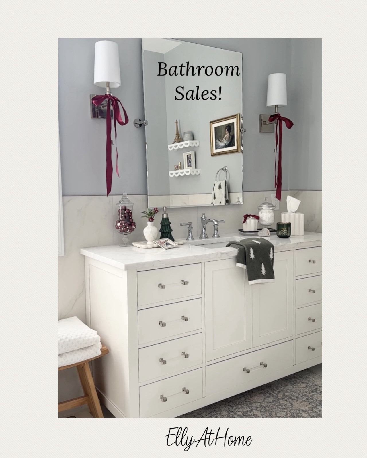 Reversible towels on sale and ship free, Holiday, Christmas primary or guest bathroom styling. bathroom accessories, vanity, sconces on sale, area rug, faucet, towel holder + more! Wayfair, Amazon, Pottery Barn, Lowe’s, Target. 

#LTKSaleAlert #LTKHome #LTKHoliday