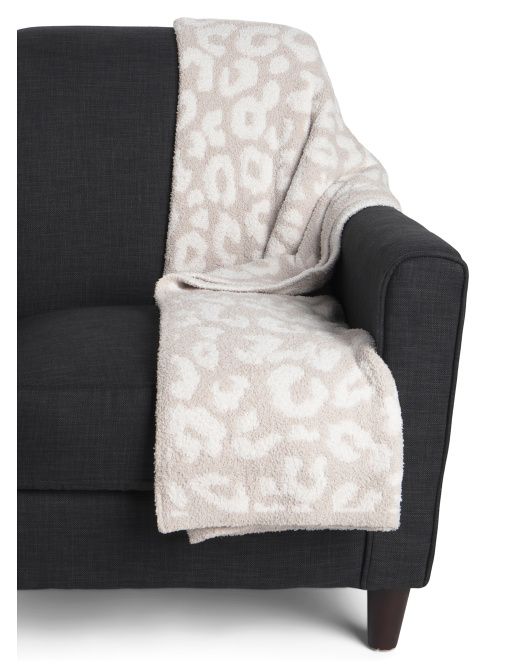 50x60 Leopard Print Feather Knit Throw | TJ Maxx