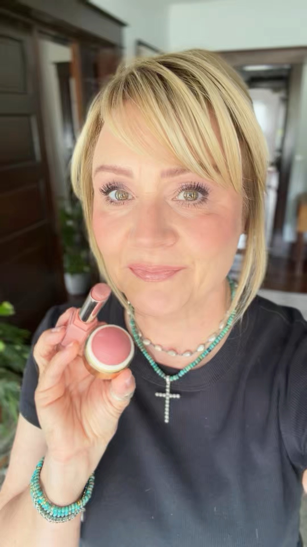 Fridays makeup. I love this blush in Beverly Hills.  I paired it when the Fenty Beaity Gloss stick.  In Blazed Donut.

#LTKBeauty #LTKOver40