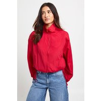 boohoo Women's Tie Side Funnel Neck Lightweight Jacket in Red | Size: Medium | Nylon/Polyurethane/Down | boohoo (US & Canada)
