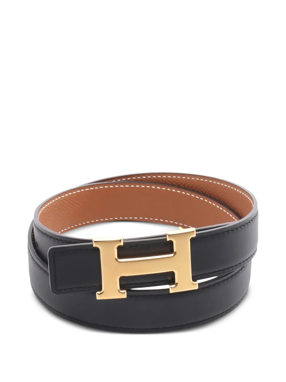 Hermès Pre-Owned 2023 mini Constance H-buckle reversible belt - Black | Farfetch Global