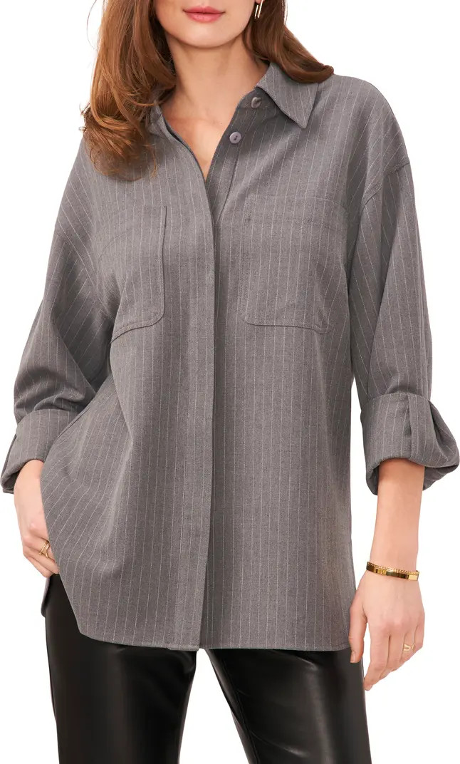 Vince Camuto Pinstripe Oversize Shirt Jacket | Nordstrom | Nordstrom