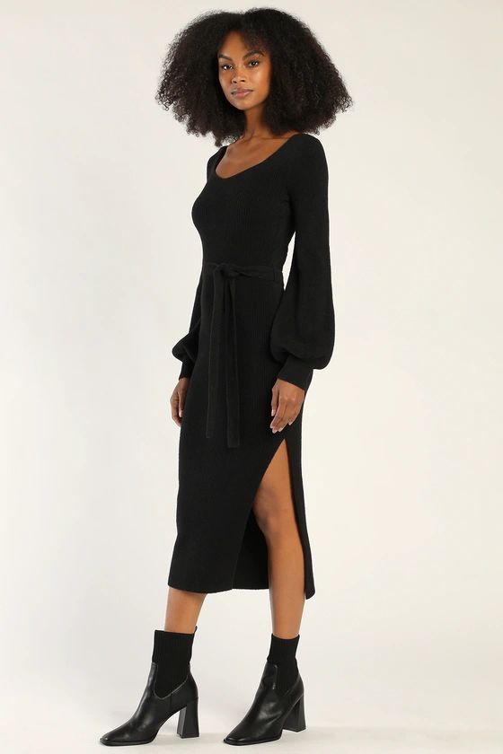 Windy Days Black Knit Sweater Dress | Lulus (US)