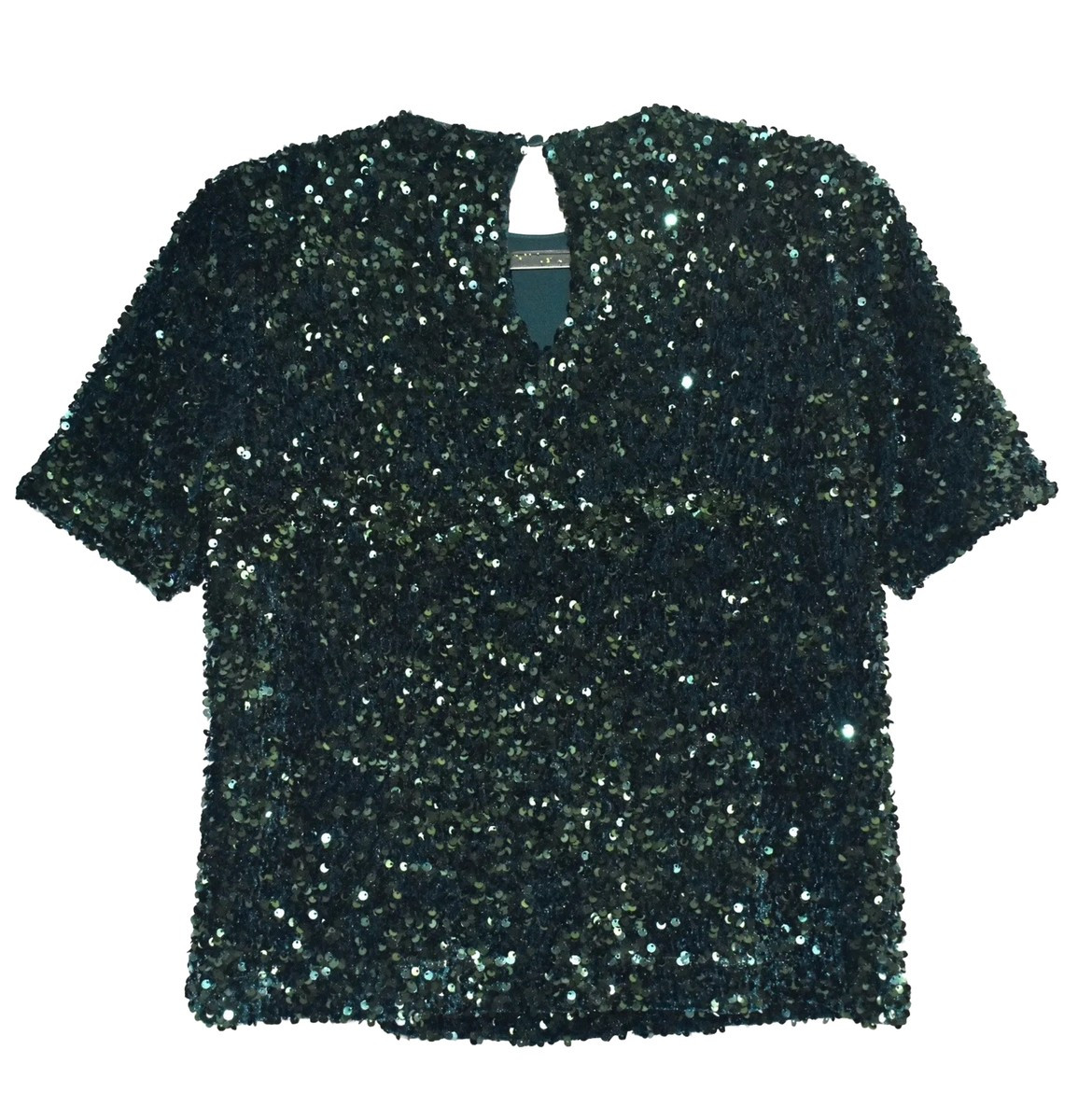 ALEX MARIE Sequin Velvet Top Crew Neck Short Sleeve SIZE XS/S Green MSRP $99 | eBay US