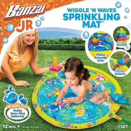 Banzai Jr. Wiggle N Waves Sprinkling Mat - 44 Wobbly Activity Water Sprinkling Play Mat 12 Months &  | Walmart (US)
