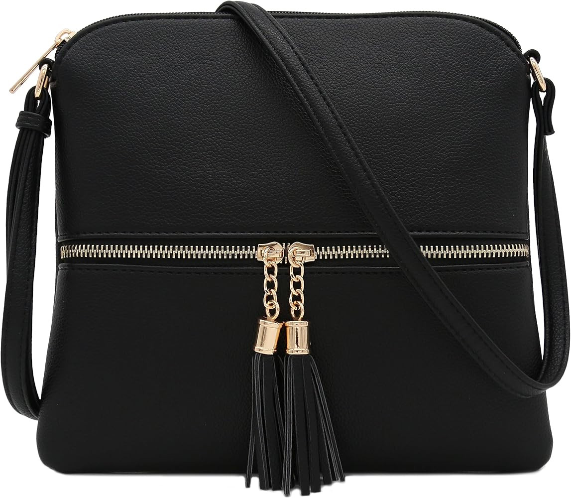 DELUXITY Lightweight Medium Crossbody Bag with Tassel | Amazon (US)