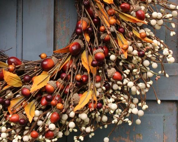 Fall Wreath  Acorn Wreath  Autumn Door Decor  Choose Bow - Etsy | Etsy (US)