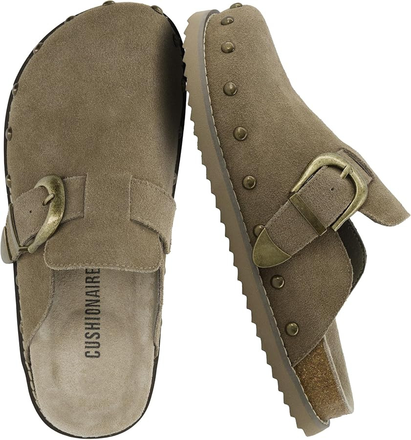 CUSHIONAIRE Bronco Slip On Mule Womens Shoes – Genuine Suede Leather Clogs with Adjustable Buck... | Amazon (US)
