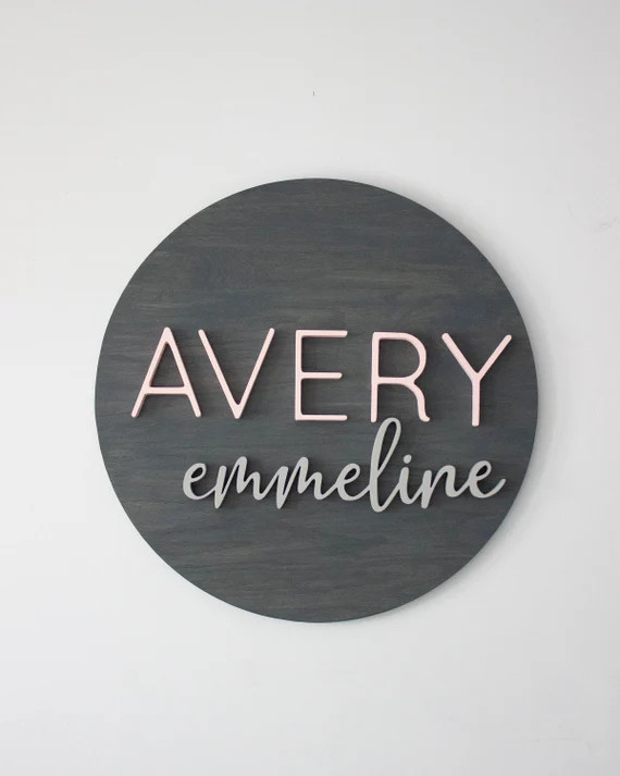 24 Round Nursery Name Wood Sign 3D Personalized Nursery | Etsy | Etsy (CAD)