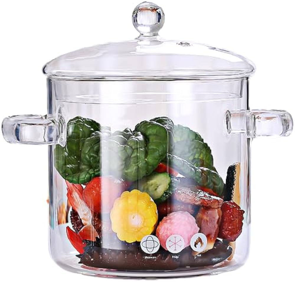 Glass pots for cooking on stove - 2L/70oz- Heat-Resistant, Microwave safe, dishwasher safe, Elect... | Amazon (US)