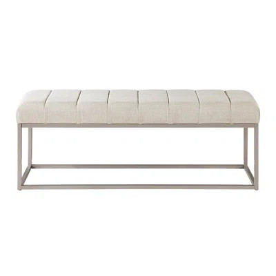 Modern Home Furniture 1Pc Bench Fabric Upholstery Plush Comfort Metal Legs Champagne Finish Entryway Bench | Wayfair North America