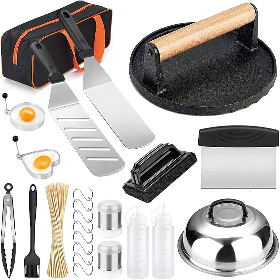 Blackstone Griddle Accessories Kit and Burger Press, 122 PCS Griddle Grill Tools Set for Blacksto... | Amazon (US)