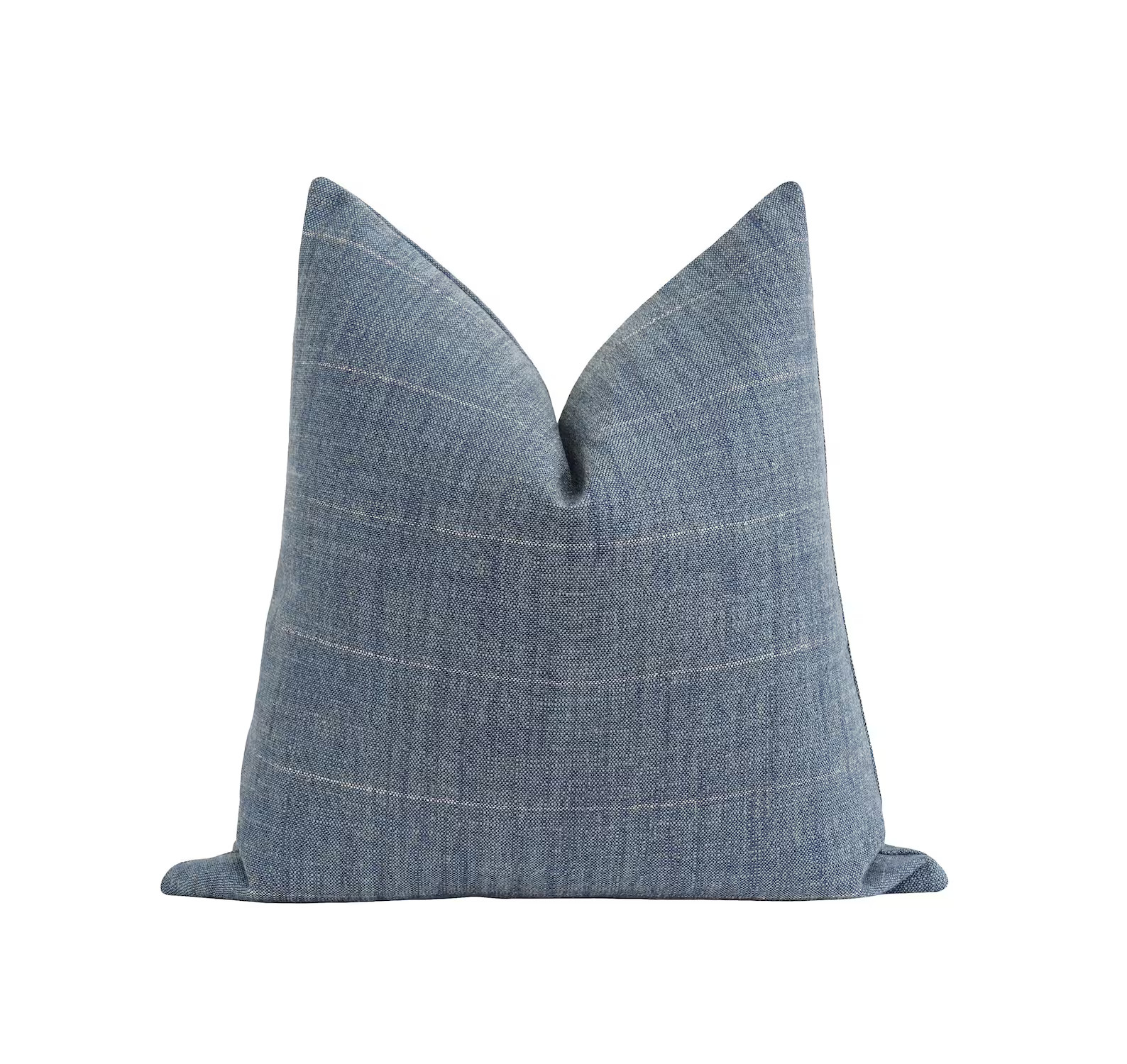 Denim Stripe Woven Pillow Cover, Denim Blue White Stripe Pillow Cover, 18 20 22 Designer Pillow C... | Etsy (US)
