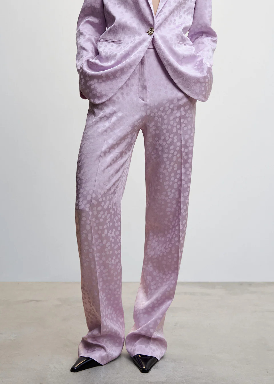 Satin pants with polka dots -  Women | Mango United Kingdom | MANGO (UK)