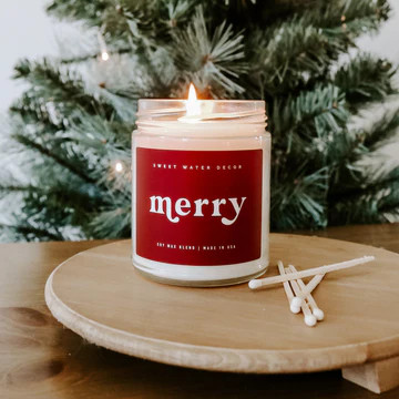 Merry Soy Candle - Clear Jar - 9 oz | Sweet Water Decor, LLC