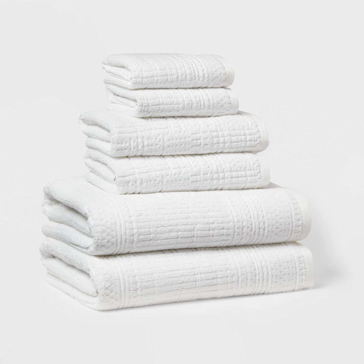 6pc Modern Bath Towels and Washcloths Set White - Threshold™ | Target