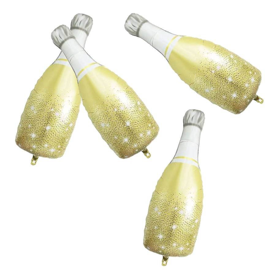 4Pcs Champagne Bottle Mylar Foil Balloons Birthday Bachelorette Party Decoration | Amazon (US)