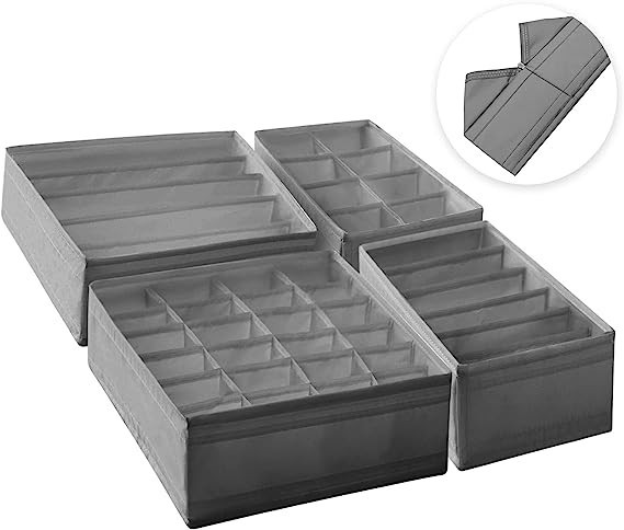 Hanspace Underwear Organizer 4 Pack Dresser Drawer Dividers For Clothes Sock Bra Lingerie Storage... | Amazon (US)