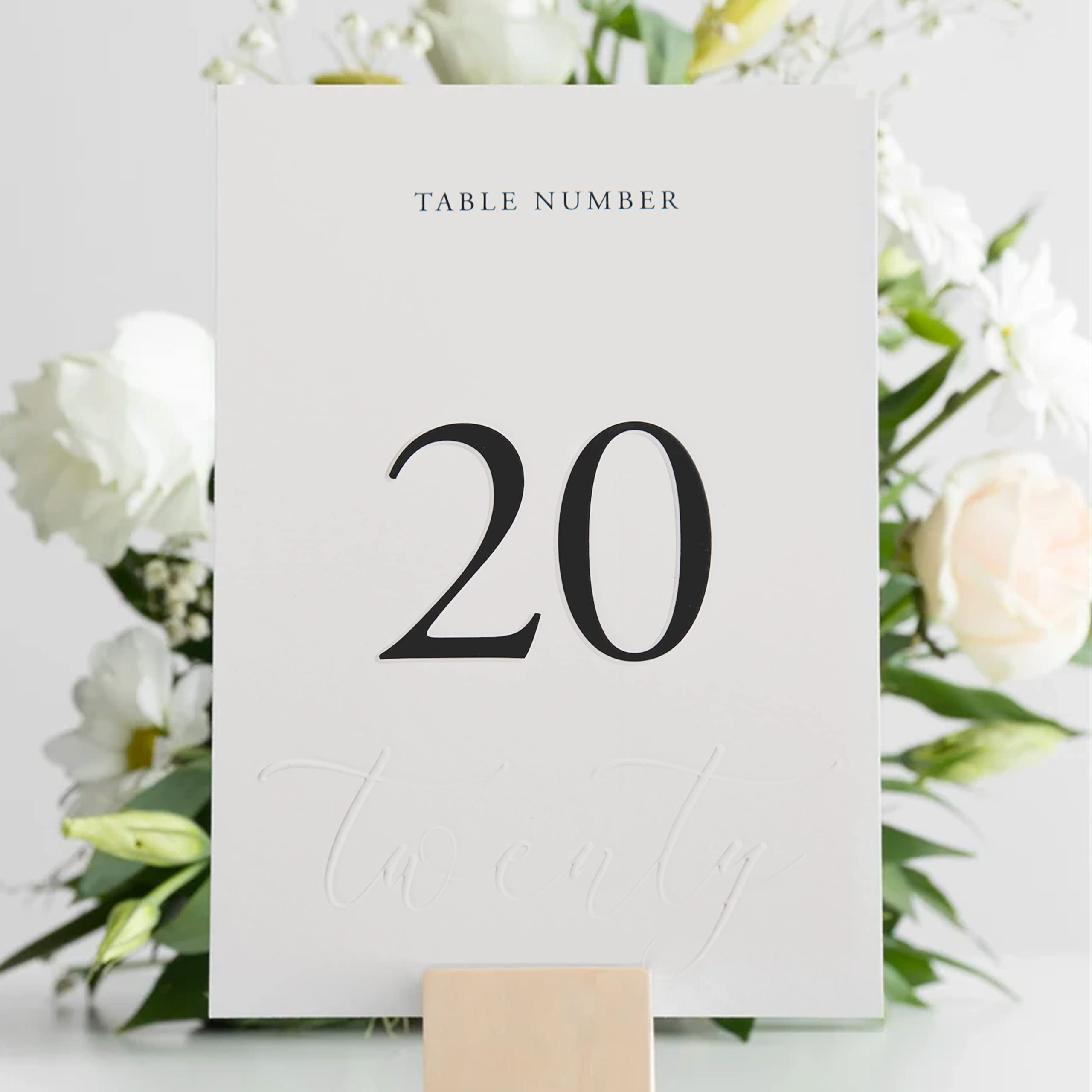 Siko Table Numbers 1-20 - Double Sided Wedding Table Numbers with Head Table Card & Embossed Deta... | Amazon (US)