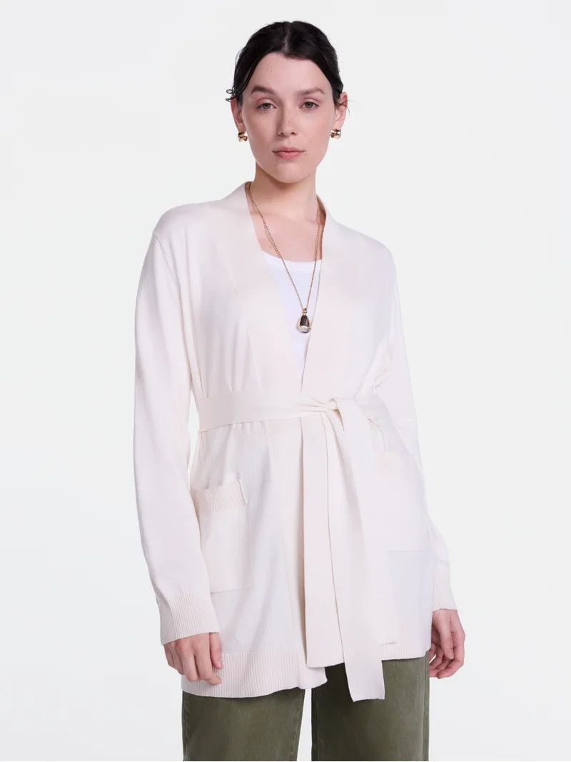 Scenario Women's Belted Lightweight Cardigan, Sizes XS-XXXL | Walmart (US)