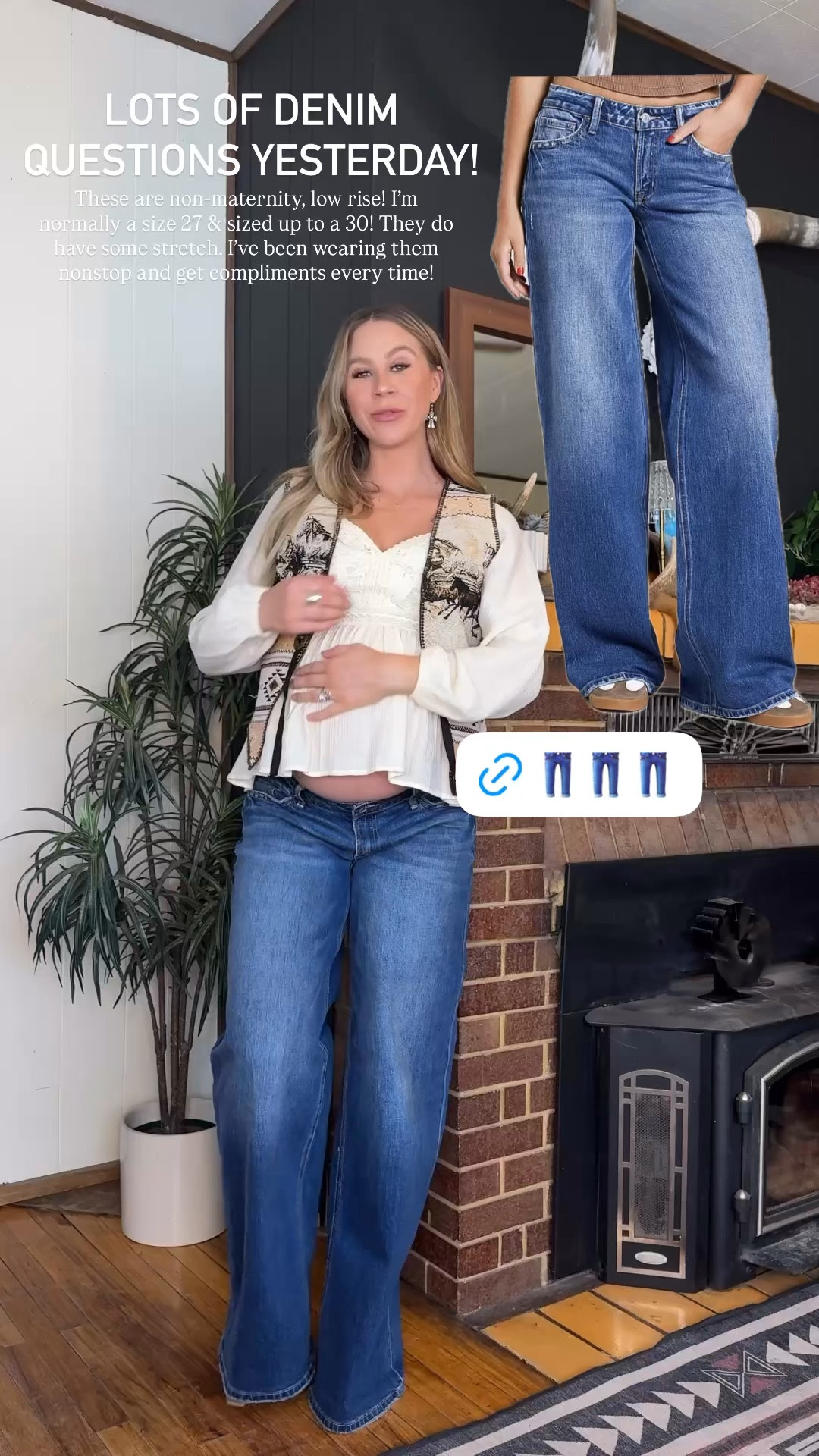 Low rise denim🤝🏼maternity 
Normally a size 27 - sized up to a 30 for the bump

#LTKTall #LTKBaby #LTKBump