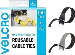 VELCRO Brand 150pk Cable Ties Value Pack | Replace Zip Ties with Reusable Straps, Reduce Waste | ... | Amazon (US)