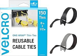 VELCRO Brand 150pk Cable Ties Value Pack | Replace Zip Ties with Reusable Straps, Reduce Waste | ... | Amazon (US)