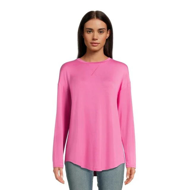 Time and Tru Women's Relaxed Fit Super Soft Knit Tunic Top, Sizes XS-XXXL | Walmart (US)