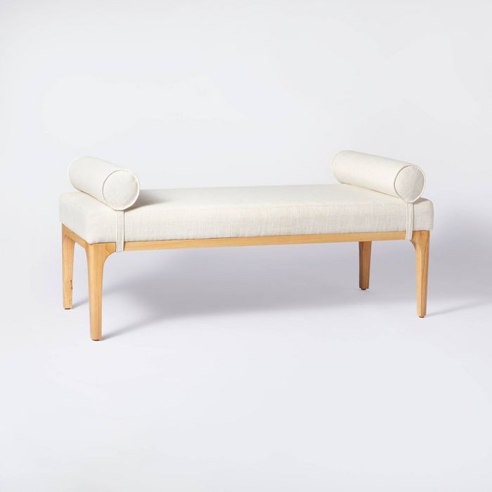 Randolph Bench with Bolster Pillows Linen - Threshold&#8482; designed with Studio McGee | Target