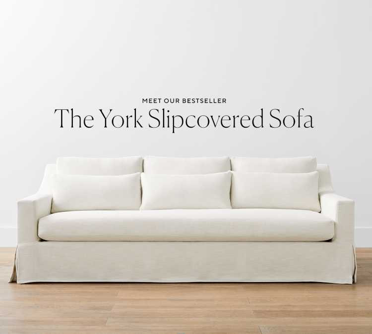 York Slope Arm Deep Seat Slipcovered Sofa (60"-108") | Pottery Barn (US)