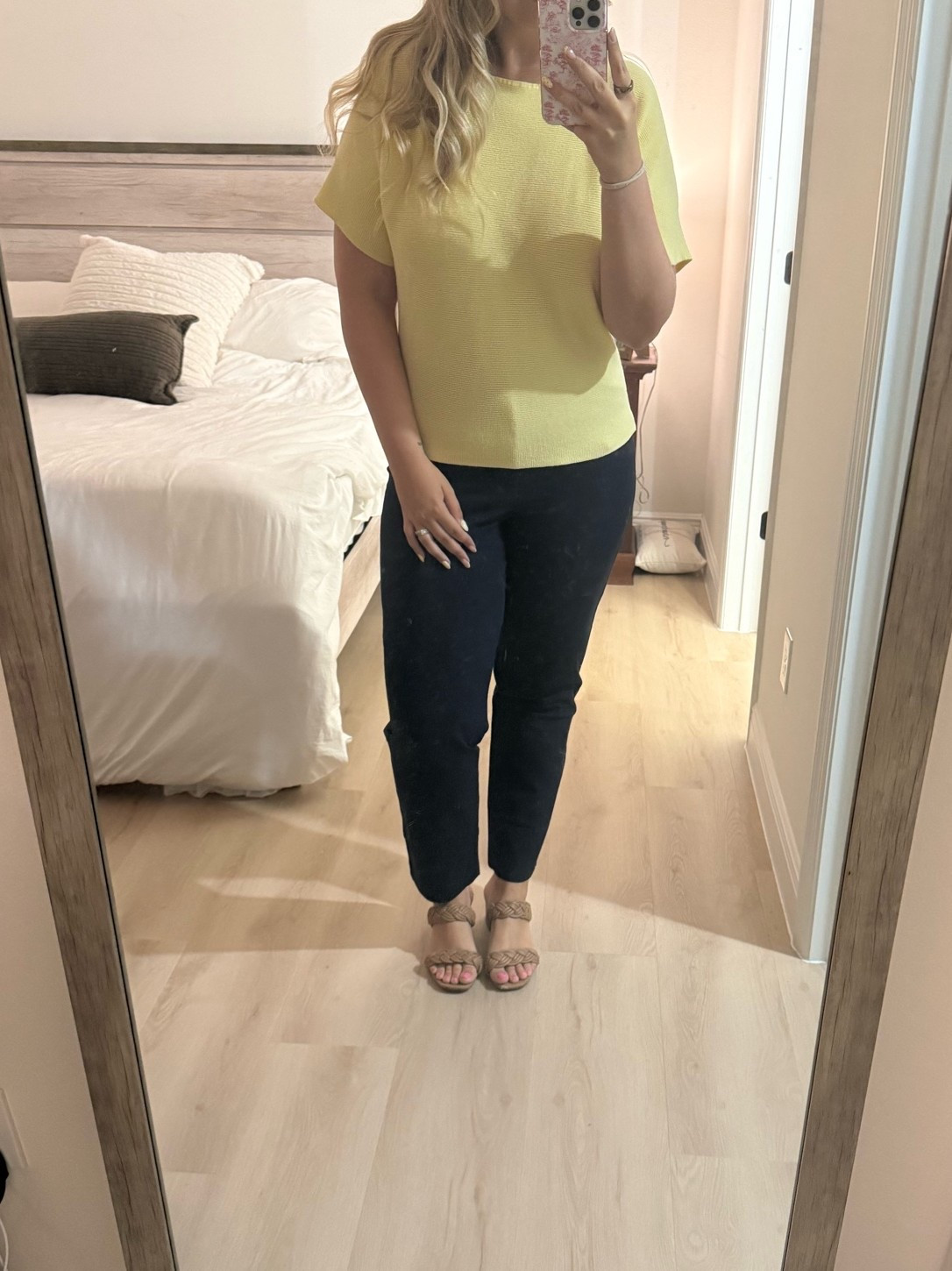 Affordable workwear that looks polished without the designer price tag 💛✨ This business casual outfit is perfect for the office, meetings, or days when you want to feel confident and put together. The yellow short sleeve blouse paired with Old Navy’s navy Pixie Pants and nude block heels creates a timeless, professional look you’ll reach for again and again.

#WorkOutfit #BusinessCasual #OfficeStyle #AffordableFashion #WorkwearStyle #OldNavyStyle #CapsuleWardrobe #ProfessionalStyle #OfficeOOTD #WomenInBusiness #LTKStyle #LTKFinds #ShopMyStyle #BudgetFriendlyFashion #EverydayStyle