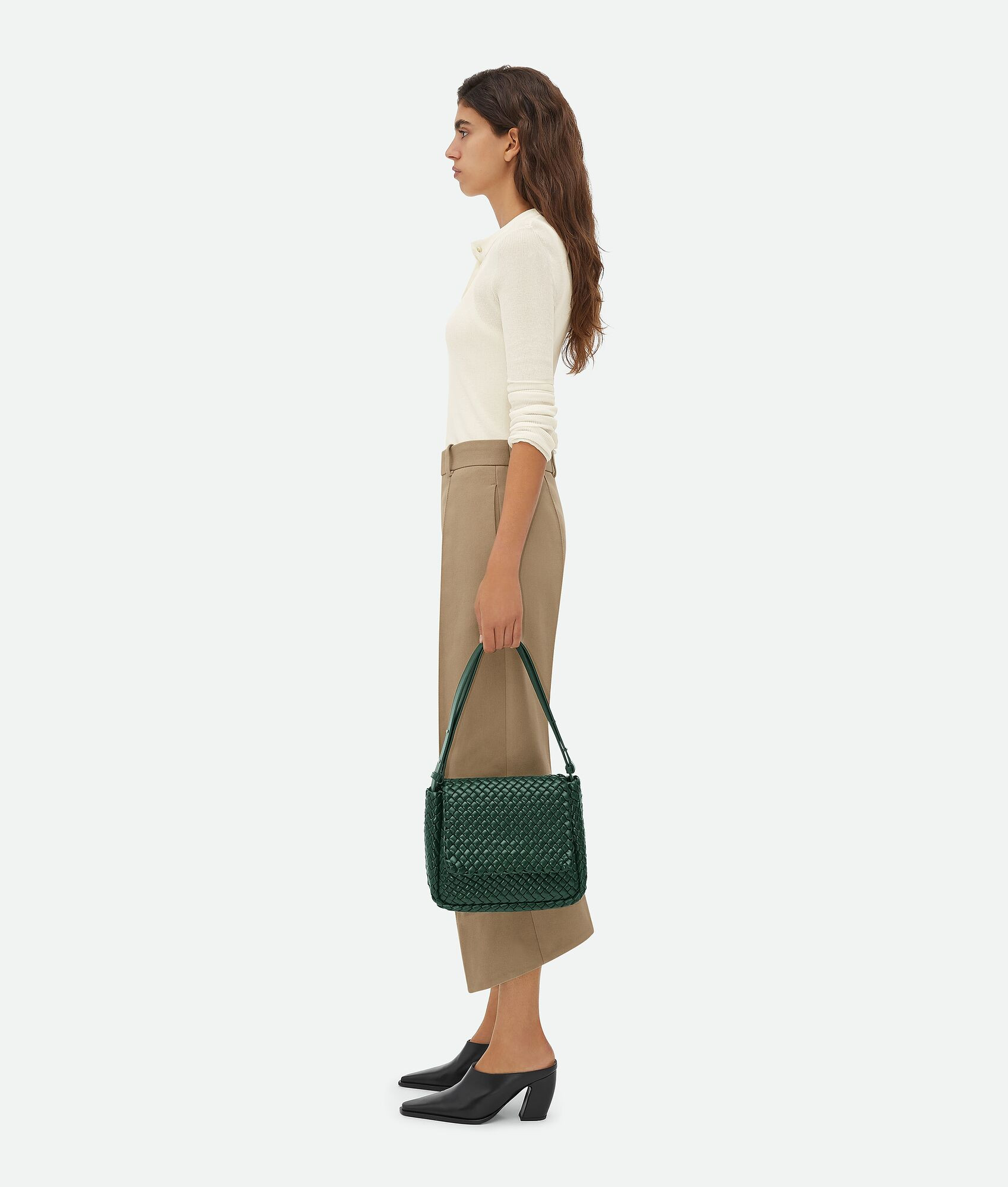 Bottega Veneta® Women's Cobble Shoulder Bag in Emerald green. Shop online now. | Bottega Veneta
