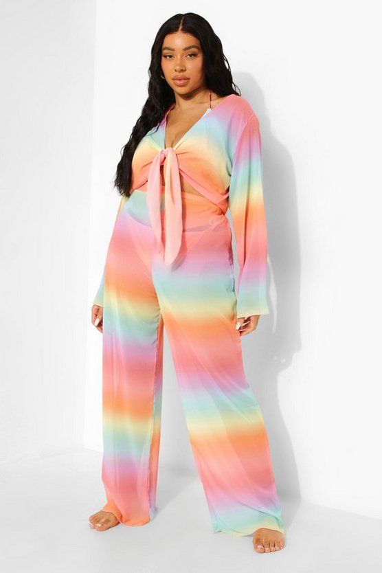 Plus Ombre Beach Trousers | Boohoo.com (US & CA)