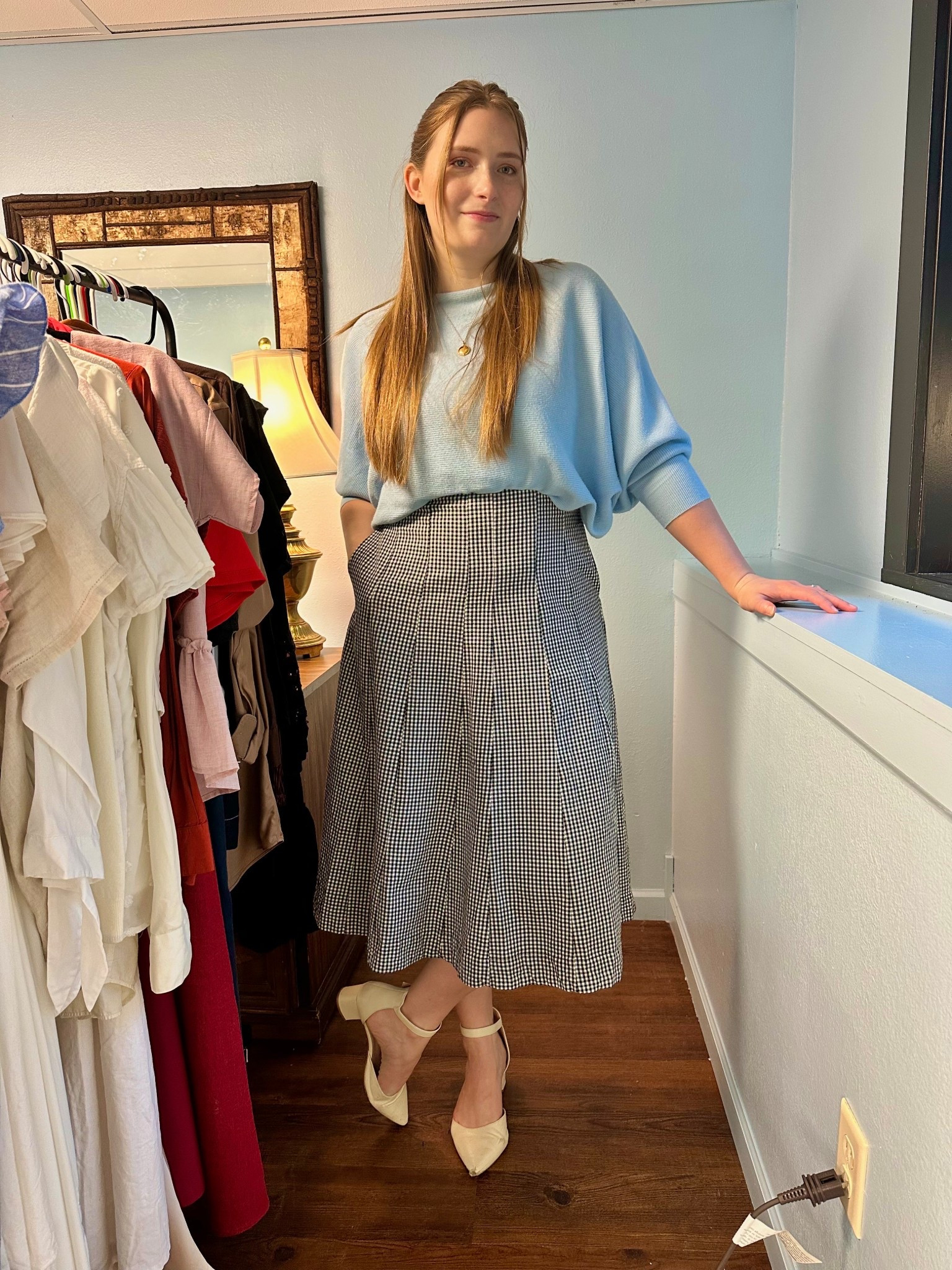 My favorite thing is throwing a sweater over a dress on a rainy day ☔️ 
I am 5’8” wearing size 10 dress 