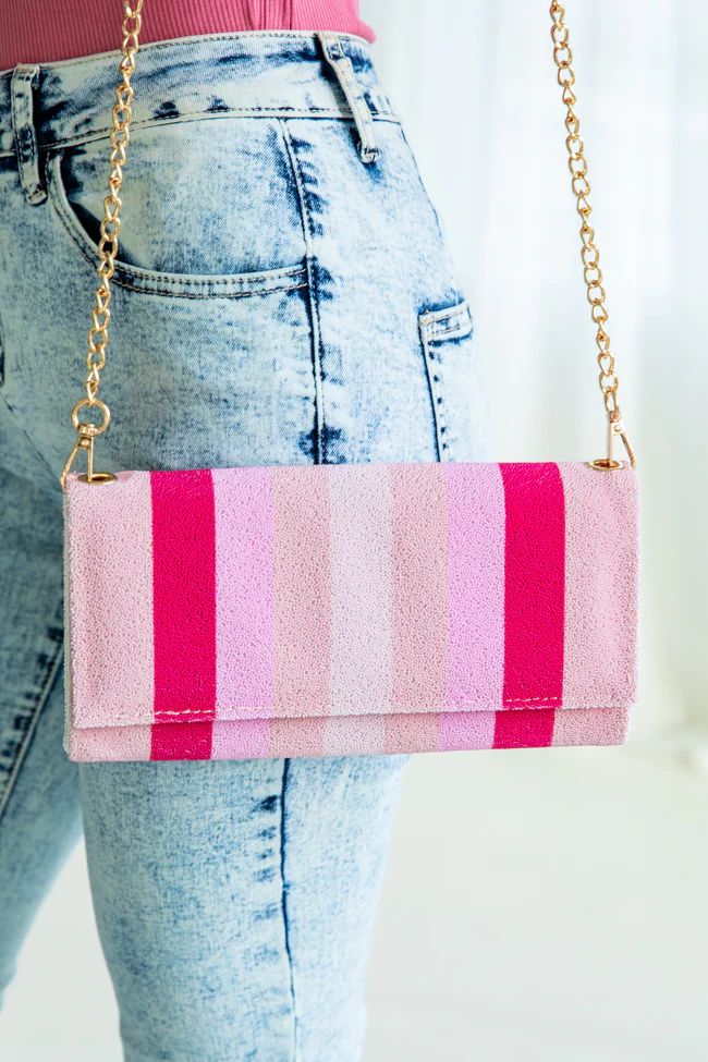 On A Break Multicolor Striped Beaded Purse | Pink Lily