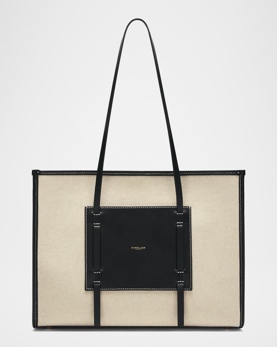 DeMellier The Capri Canvas and Leather Box Tote Bag | Neiman Marcus