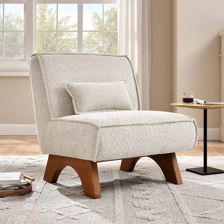 Art Leon Modern Modular Sofa Sherpa Fabric Single Sofa with Pillow, Accent Armless Chair with Woo... | Amazon (US)
