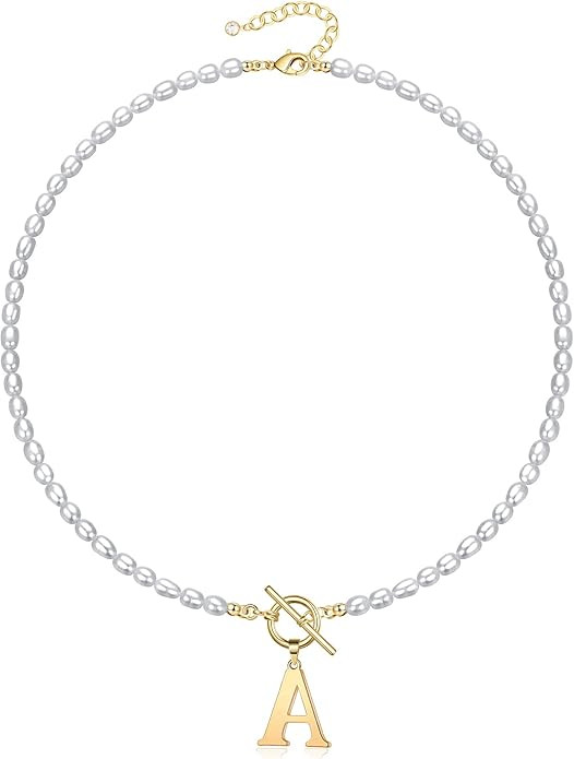 IEFWELL Pearl Necklace for Women, Unique Pearl Necklace Dainty Gold Necklaces for Women Initial N... | Amazon (US)