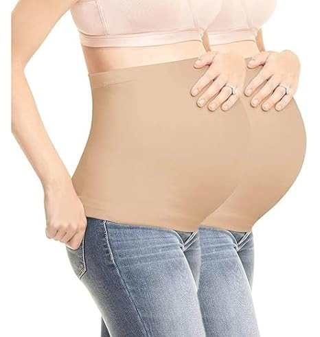 Hanes Womens Maternity Belly Band - Pregnancy and Postpartum Support Stretch Belly Belt - 2 Pack ... | Amazon (US)
