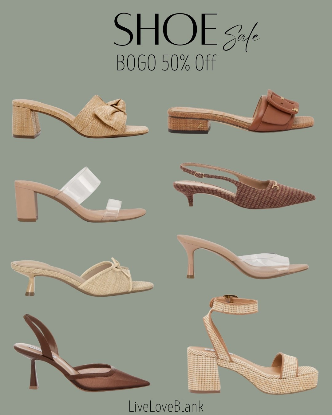 Shoe sale BOGO 50% off
Sandals 
Heels kitten heels block heels 

#LTKSaleAlert #LTKU #LTKOver40