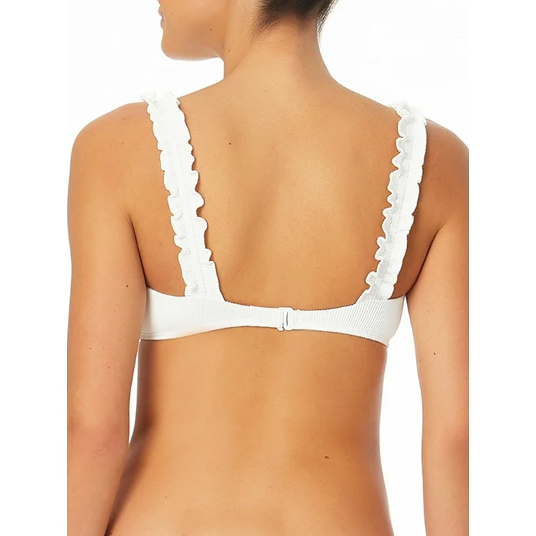 No Boundaries Junior’s Solid Ruffle Detail Bikini Top | Walmart (US)