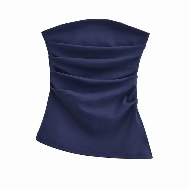 JOWI - Plain Asymmetrical Ruched Slit Tube Top | YesStyle Global