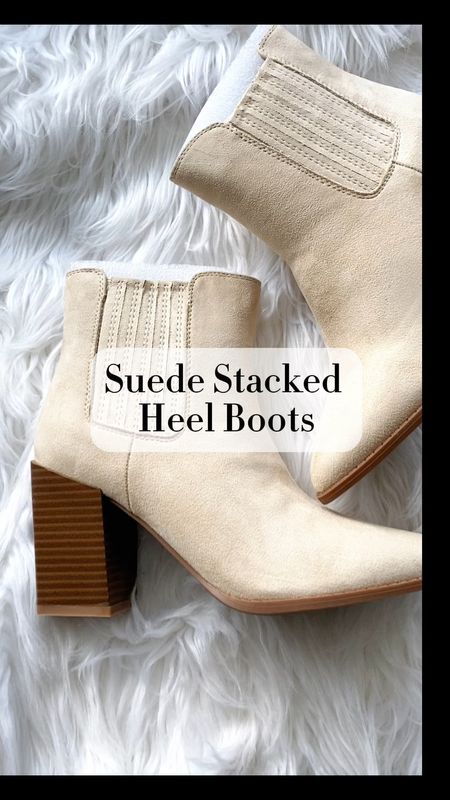 15% OFF ‼️ Suede Pointed Toe Stacked Heeled Boots Variety of colors available✨Photo is featuring the boot in color Beige. More colors available 

#LTKsalealert #LTKstyletip #LTKshoecrush