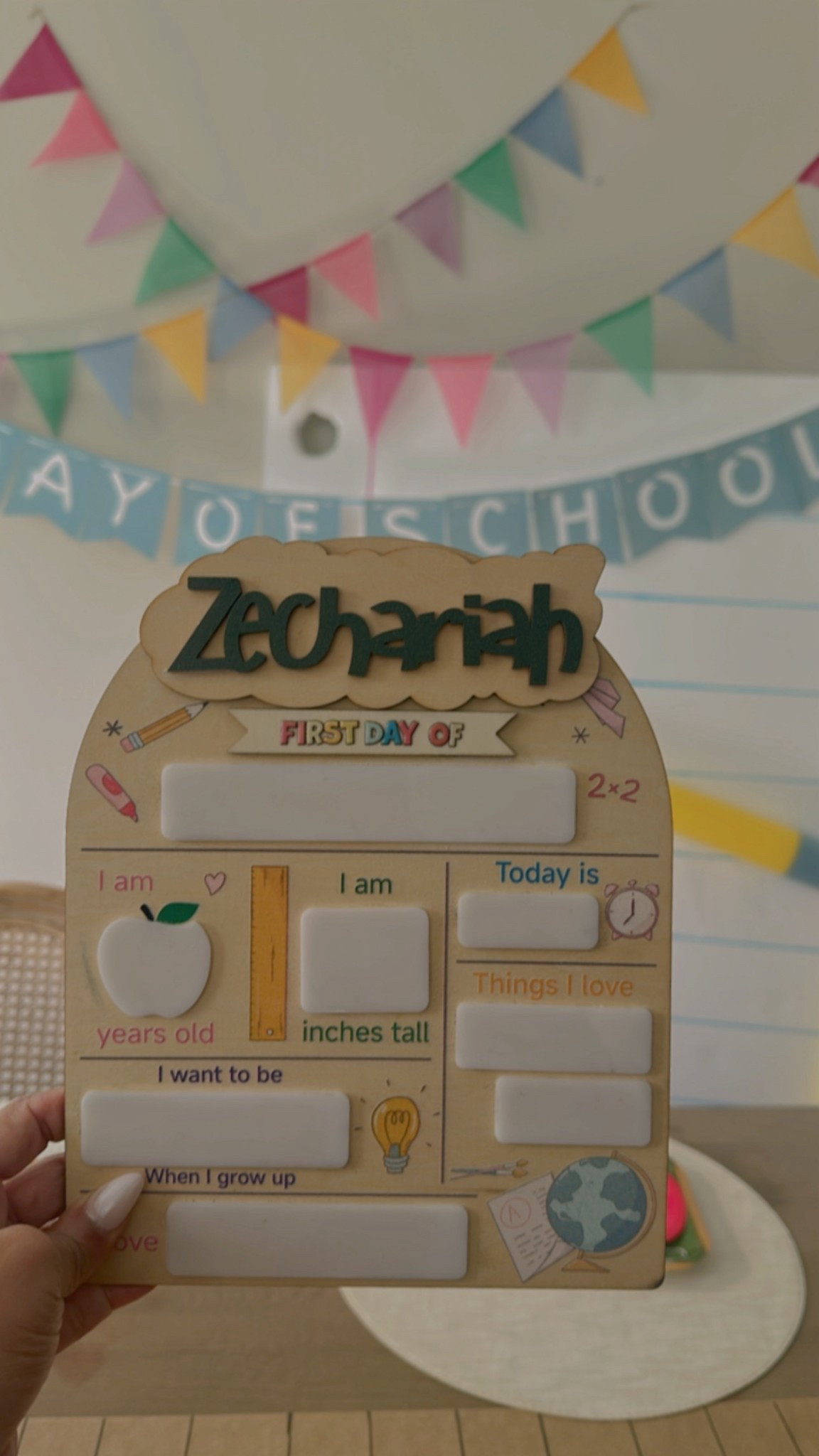 My husband found the cuteet “first day of school” sign for our 3 year old who started JK today🥹🫶🏼. I’m obsessed 

#backtoschool #toronto #canadianmom #firstdayofschool #kindergertan 

back to school prep, first day of school sign, junior kindergarten, back to school must have 

#LTKfamily #LTKkids #LTKcanada