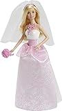 Barbie Bride Doll in White and Pink Dress with Veil and Bouquet | Amazon (US)